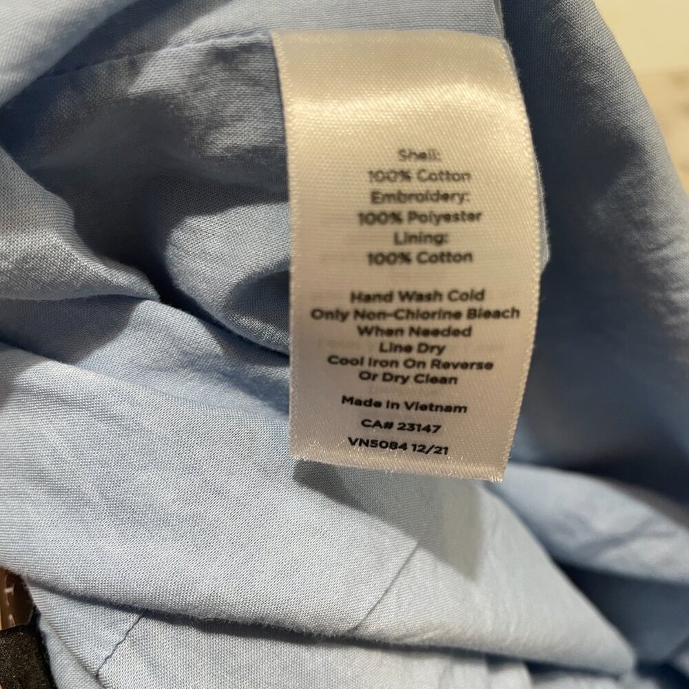 Talbots Chambray Starburst Eyelet A-Line Skirt With White Scalloped Hem Size 2 - Picture 4 of 7